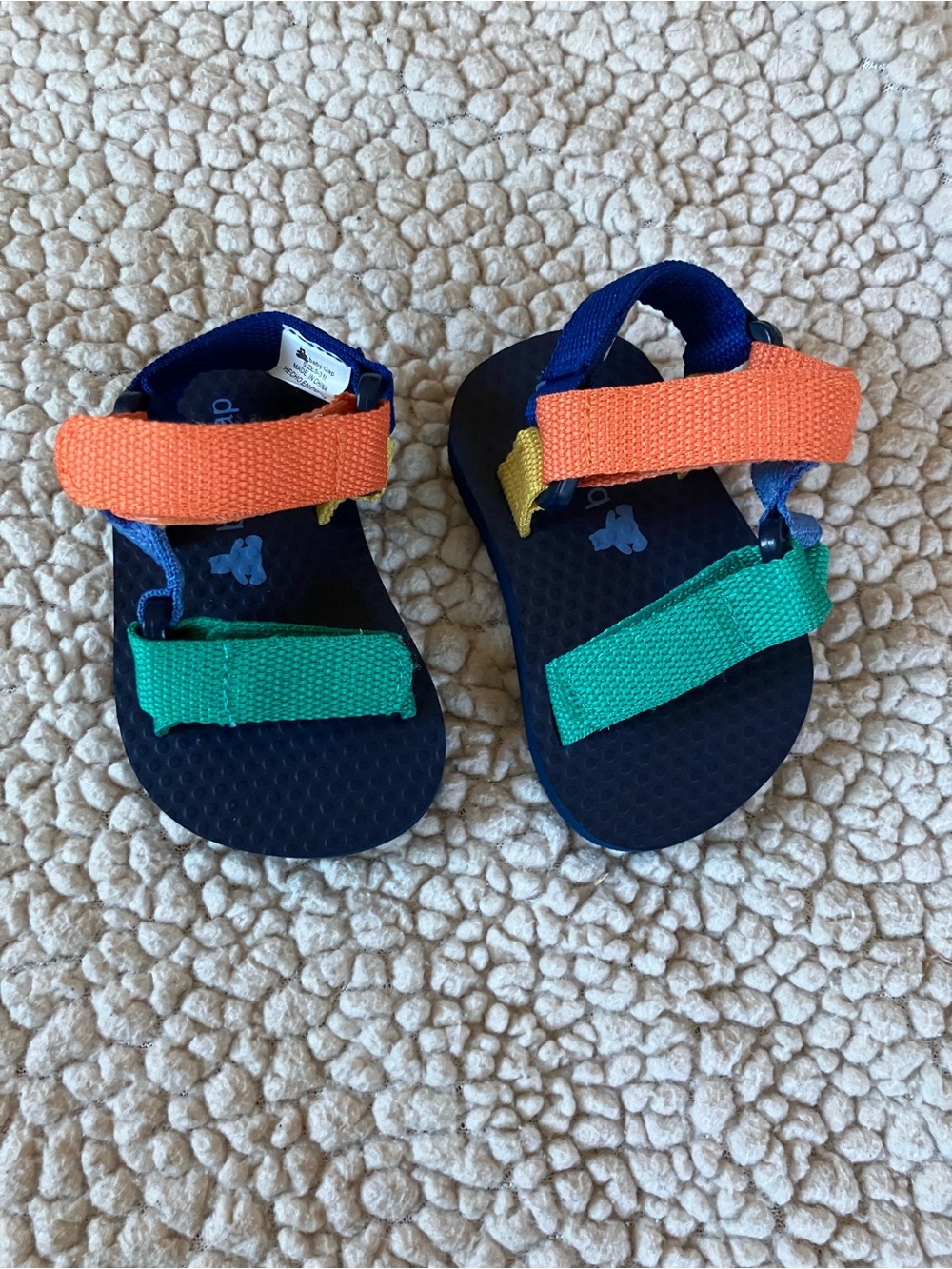 GAP baby Navy Sandals with Orange and Green Straps - 0-3m